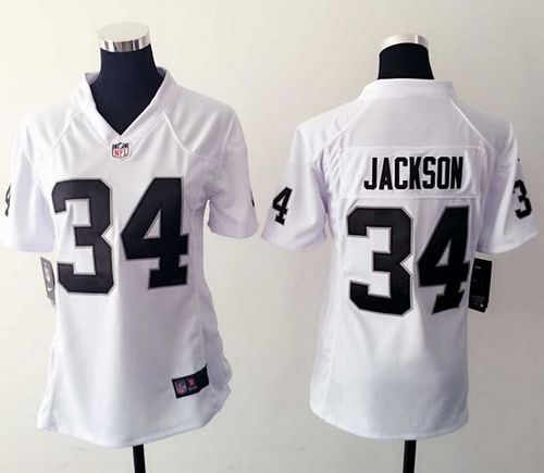 Nike Raiders #34 Bo Jackson White Women's Stitched NFL Elite Jersey